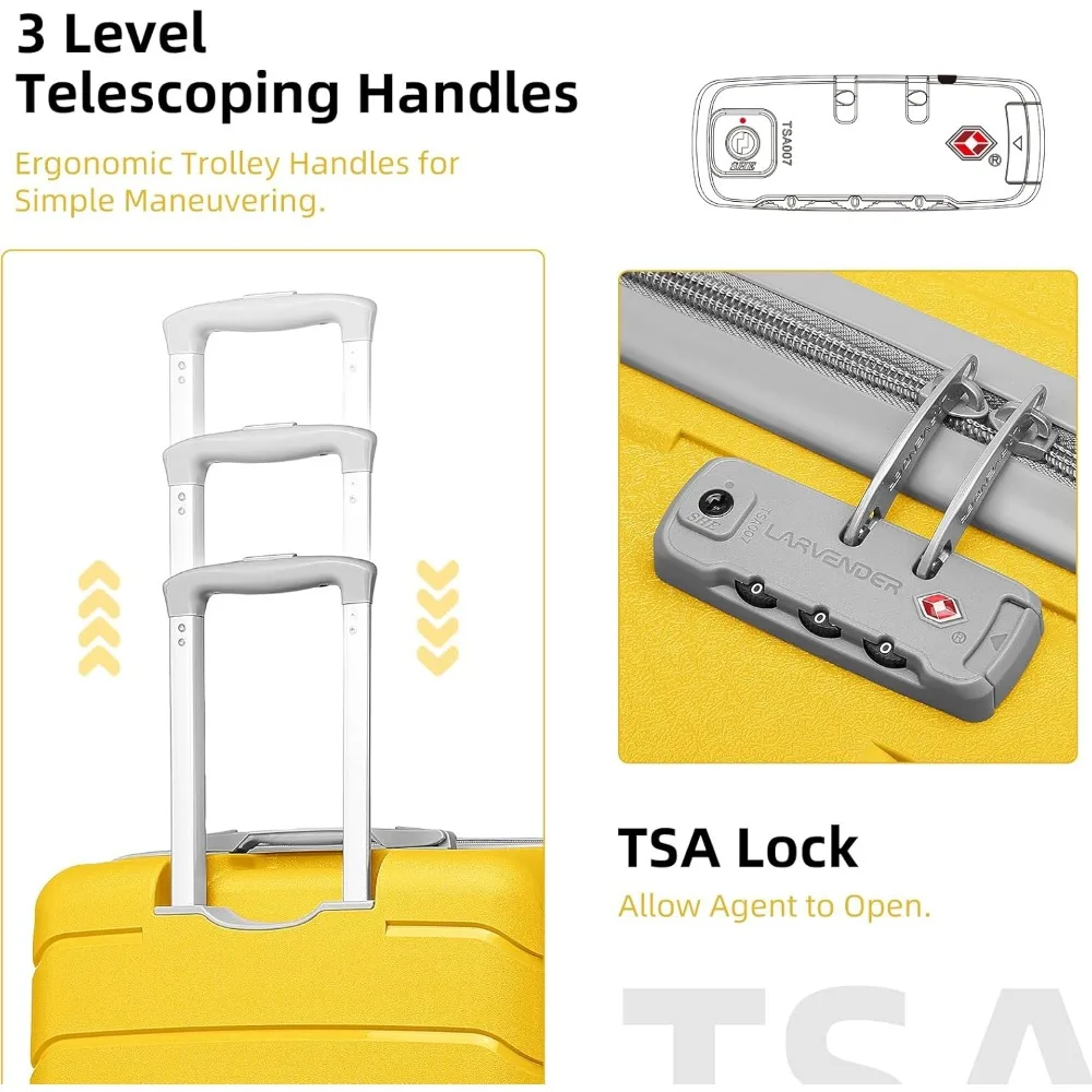 Women's 3-Piece Hard Shell Carry-On Luggage Set, 20 Inch Airline Approved Spinner Suitcase, 22x14x9 Inches Travel Essentials