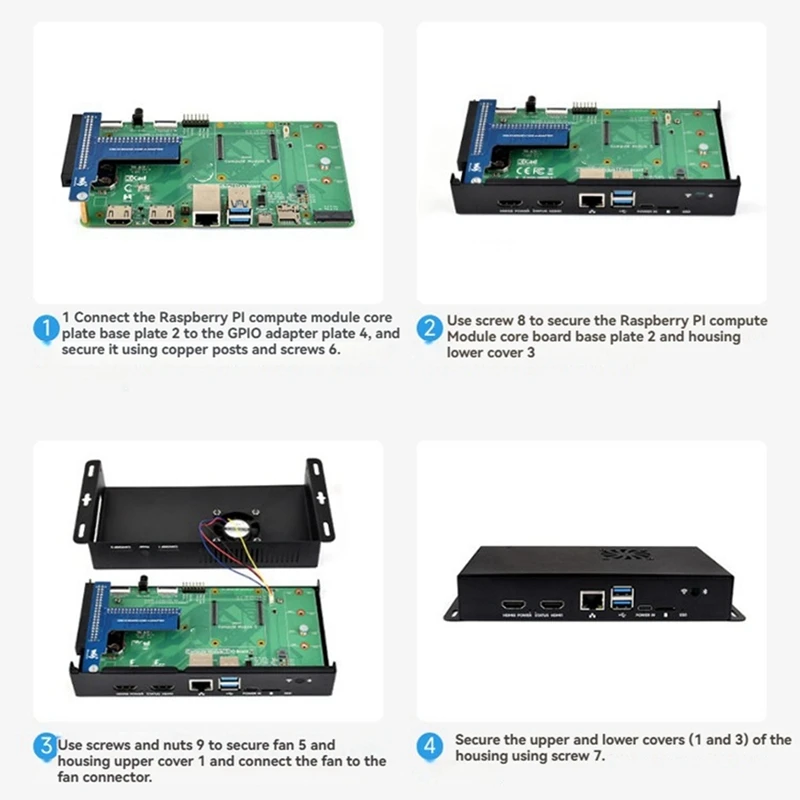 حافظة معدنية CM5 لوحدة حساب Raspberry Pi 5 IO مع مروحة تبريد