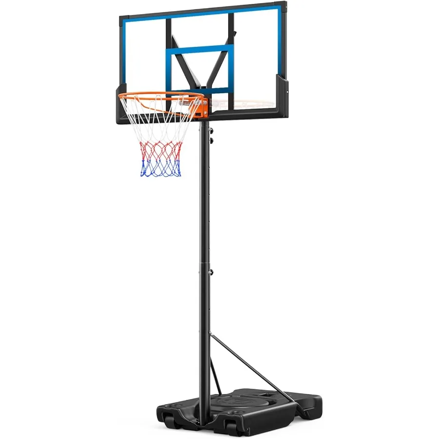 

46 10FT Outdoor Basketball Hoop with Adjustable Height and Solid Steel Rim for Youth Teens and Adults Portable Basketball Goal