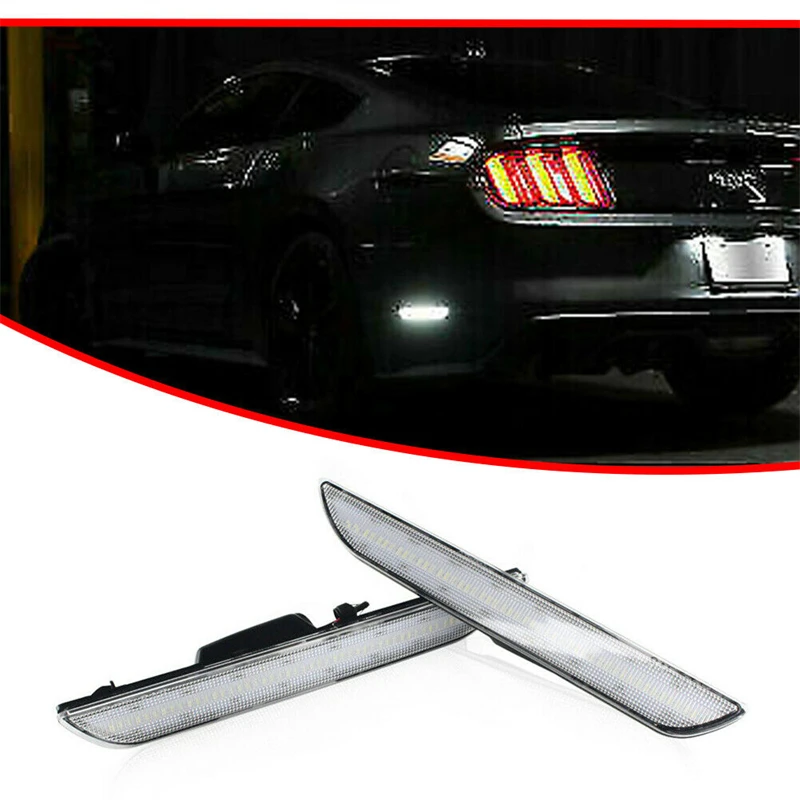 12V Car LED Side Marker Light Rear Marker Lights Bumper Reflector Lights Smoked/White/Red Lens For Ford Mustang 2015-2020