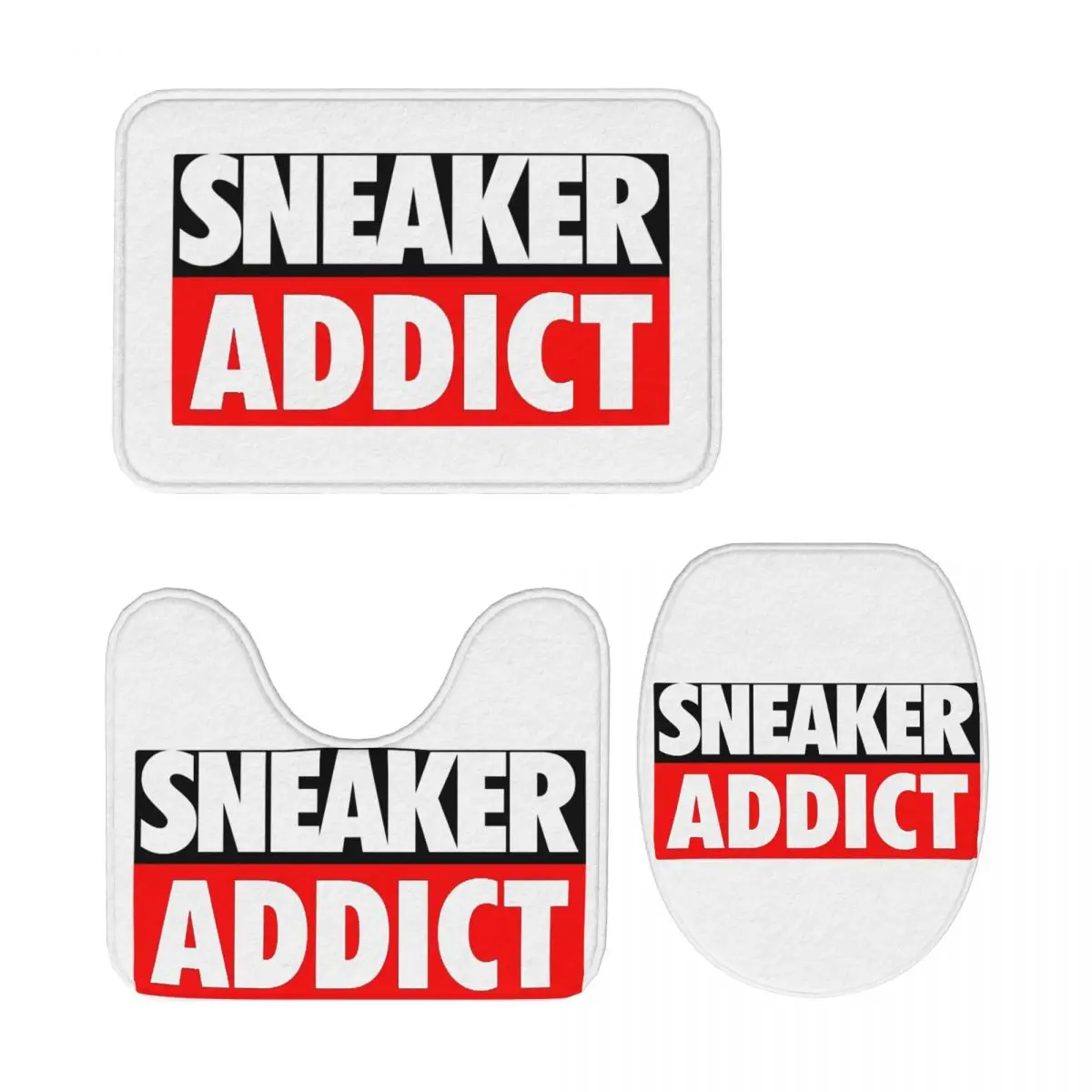 

Коробка Sneaker Addict, 3 шт., коврик для ванной, набор для ванной комнаты, крышка для унитаза, домашний декор, нескользящий ковер, напольный коврик