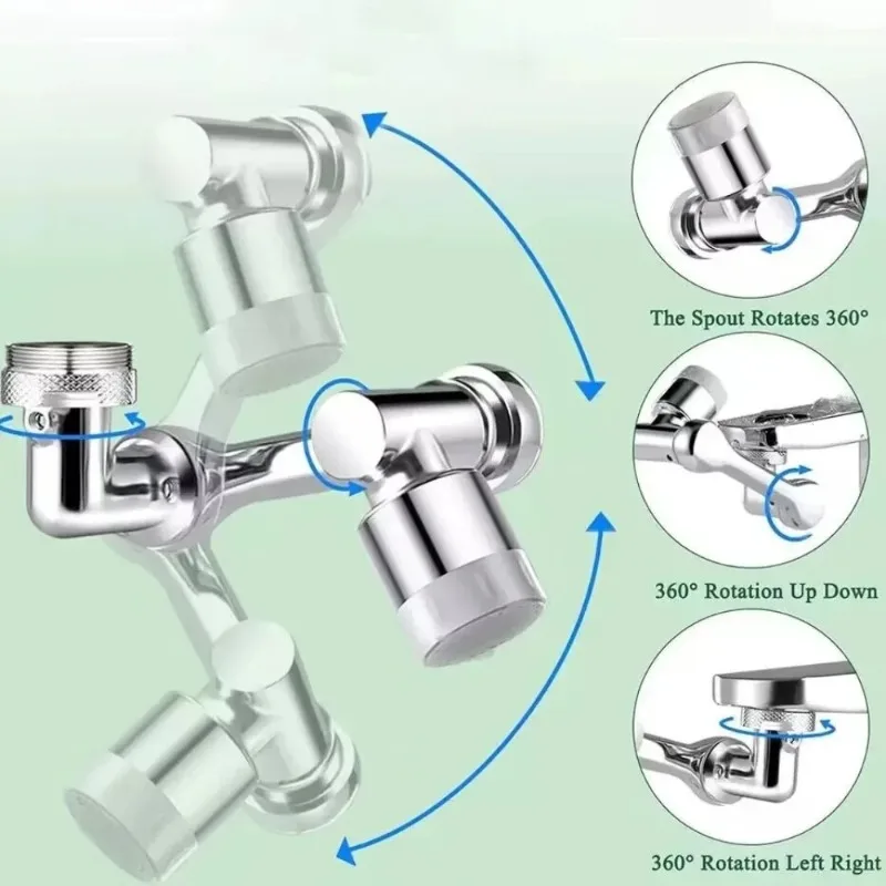 

1080 ° Вращающийся фильтр от брызг, металлический удлинитель для крана, двухрежимный кухонный кран, барботер, насадка для брызг, роботизированная рука, кухонный аксессуар
