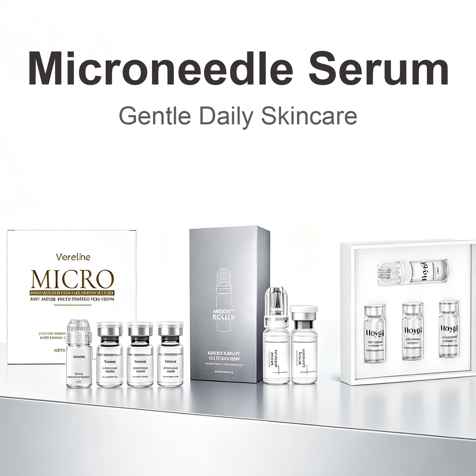 Collagen 0.2mm Microneedle Serum Set Hydrating Firming Smoothing Facial Roller Serum Pro Home Beauty Care Kit Glowing Skincare