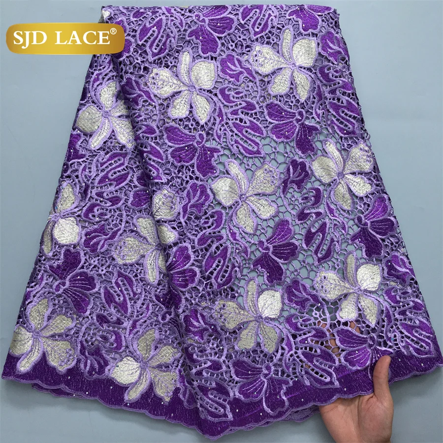 

SJD LACE African Guipure Cord Lace Fabrics 5 Yards 2024 High Quality Nigerian Water Soluble Lace For Women Party Dress Sew 4141