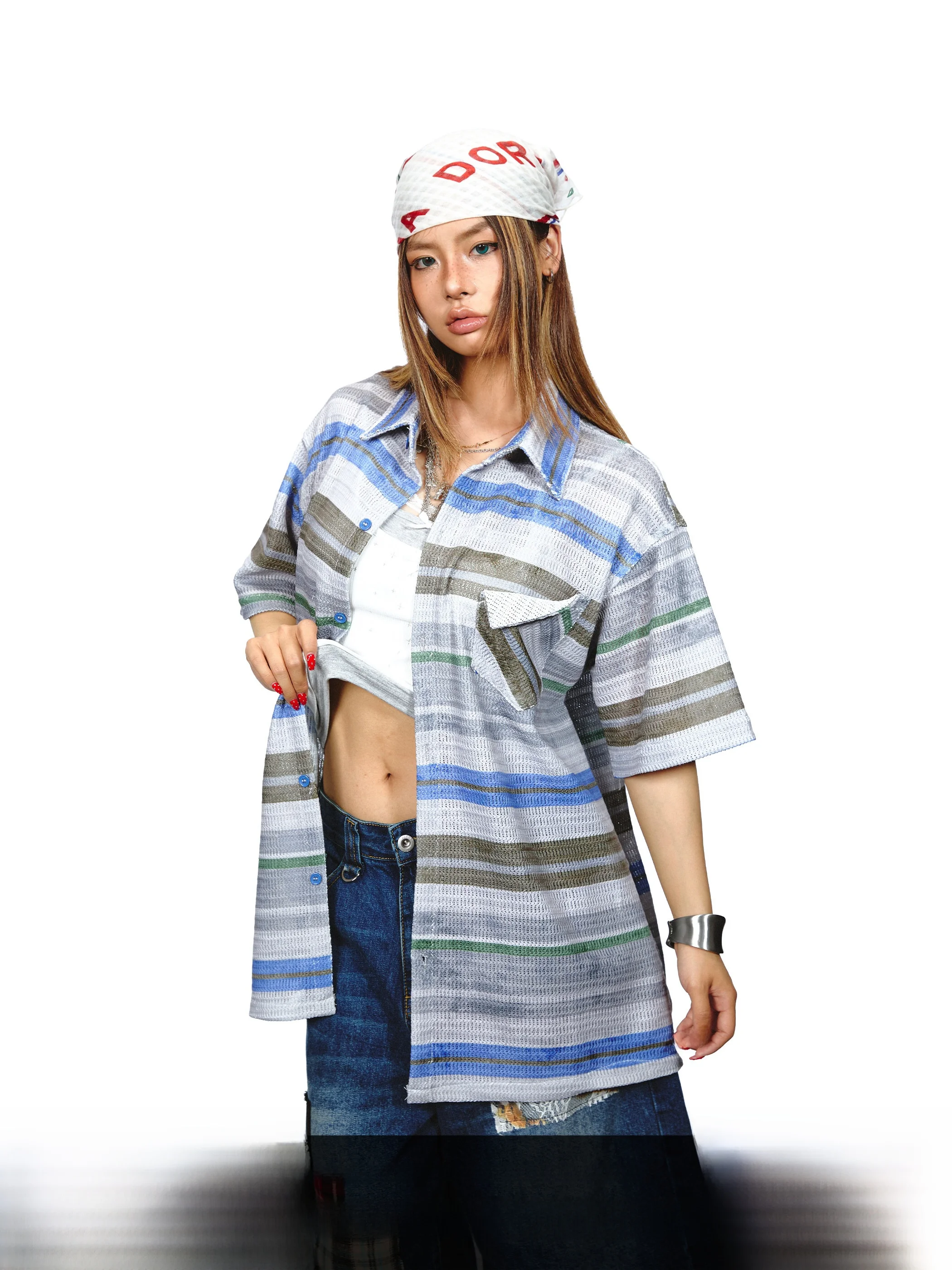 

Новая женская повседневная футболка Blabb Color Blo Stripe с коротким рукавом, свободного кроя, летняя, в американском стиле, из полиэстера