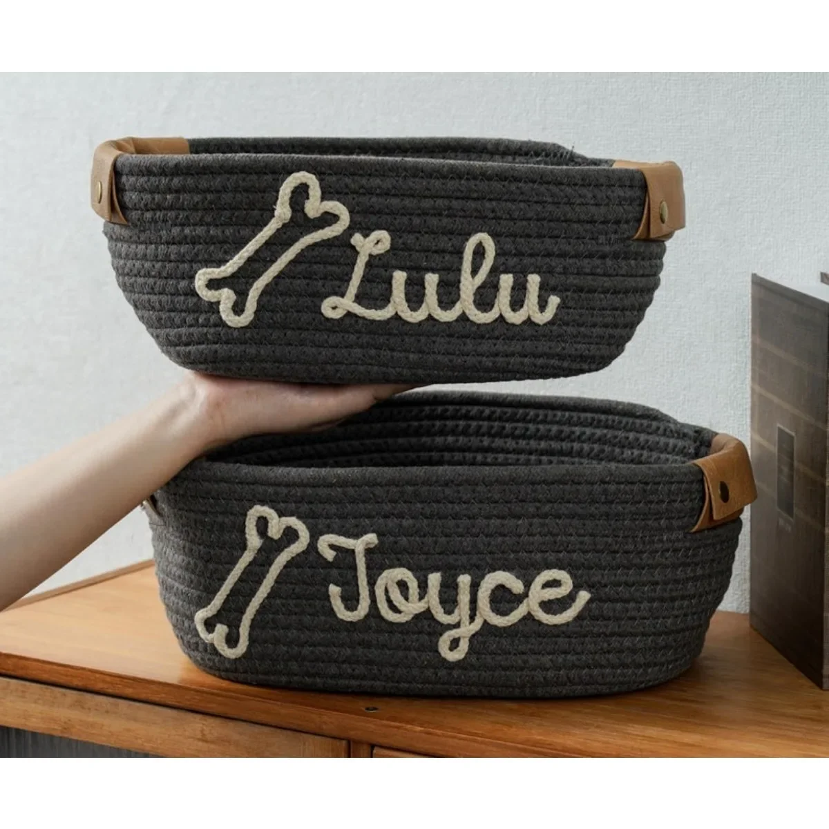 Custom dog name baseket, personalized pet basket, Pet Name Gift Toy, puppy name toy crate dog organizer