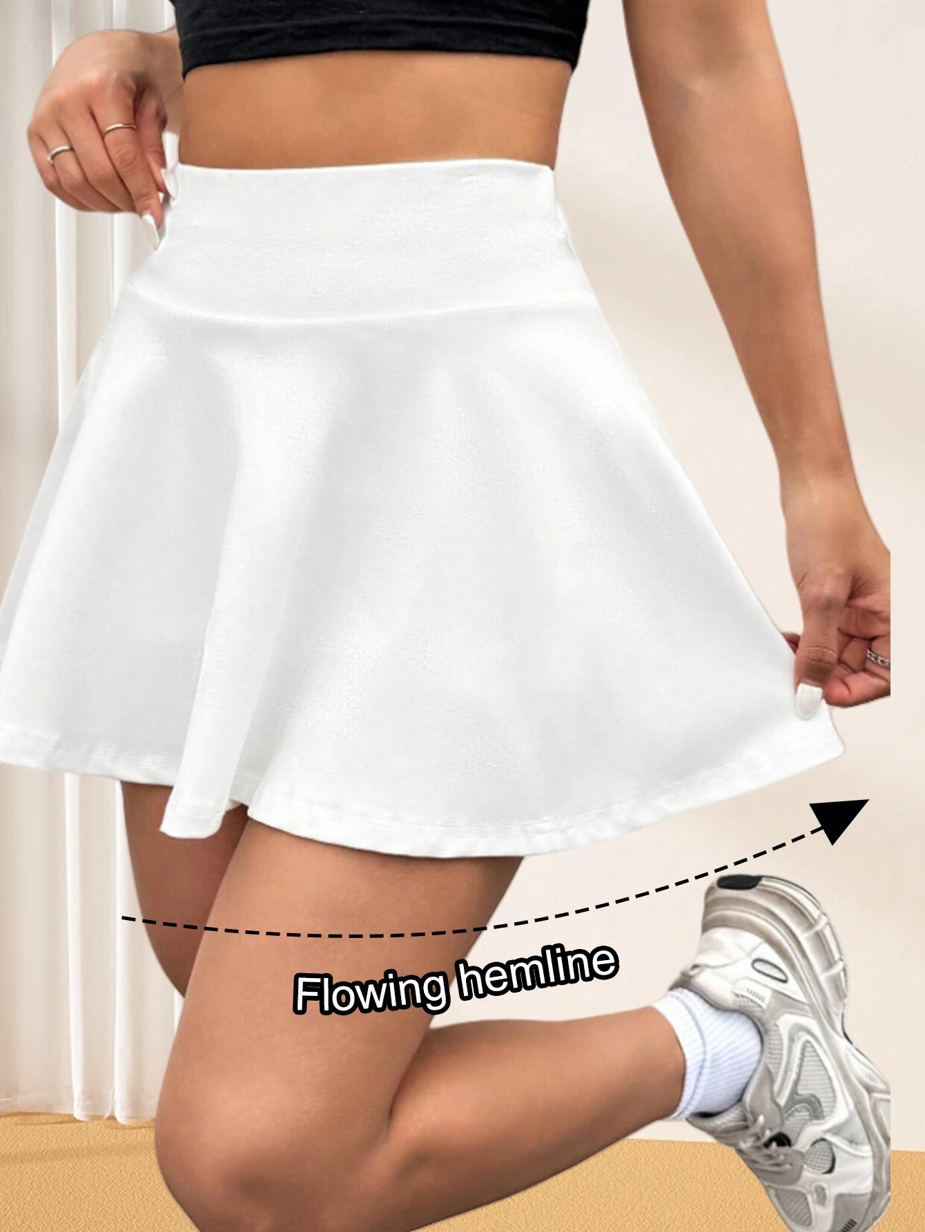 

Юбка-шорты женская белая с высокой талией, расклешенная, с драпированным подолом, повседневная, спортивная, мини, эластичная, А-силуэт, для тенниса, гольфа, фитнеса