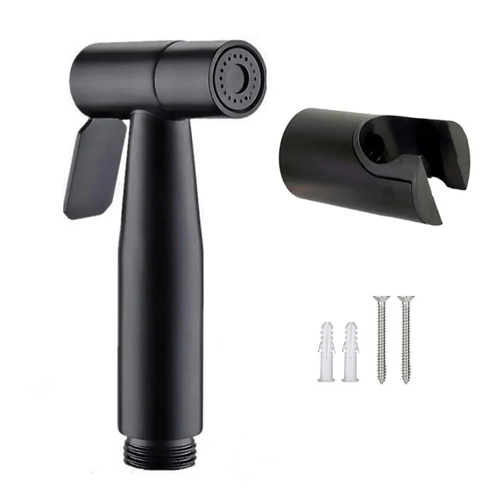 Sprayer Kit Shower Head Set Bathroom Bidet Toilet Spray Bidets Black Flexible Hose Matte + ABS Multi-functional