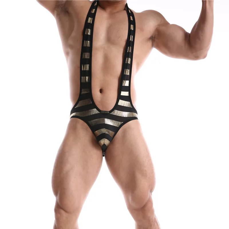 Men Undershirt Bodysuit Open Butt Underwear Sexy Wrestling Suit Men Men's One-Piece Jumpsuit Suspender Teddies Underwear