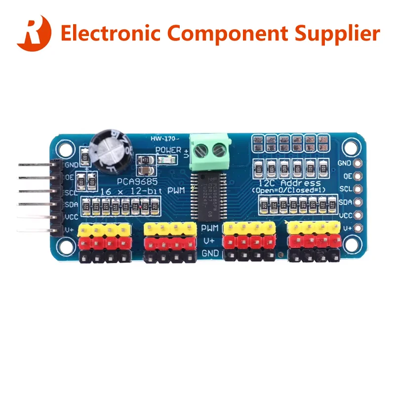 5Pcs Brand New PCA9685 PWM Servo Motor Driver Board 16 Channel 12-Bit IIC Interface Controller for Arduino Robot/ Raspberry Pi