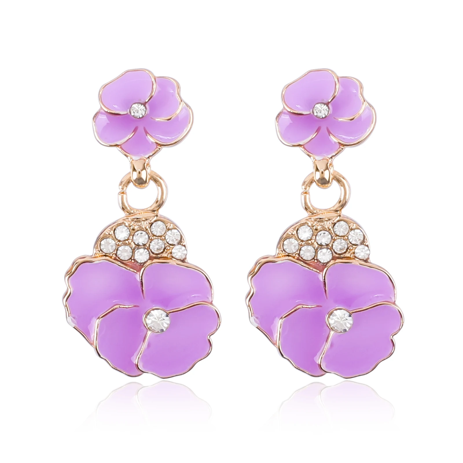 Chicgrowth Purple Flower Earrings Fashion Jewellery for Ladies Wholesale Personalized Jewelry Stainless Steel Earrings for Women