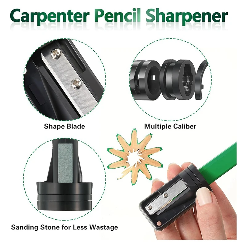 Carpenter Construção Lápis com Lápis Sharpener, Hard Octogonal Carpintaria Lápis, Lápis planos, 7 polegadas, 14 PCs