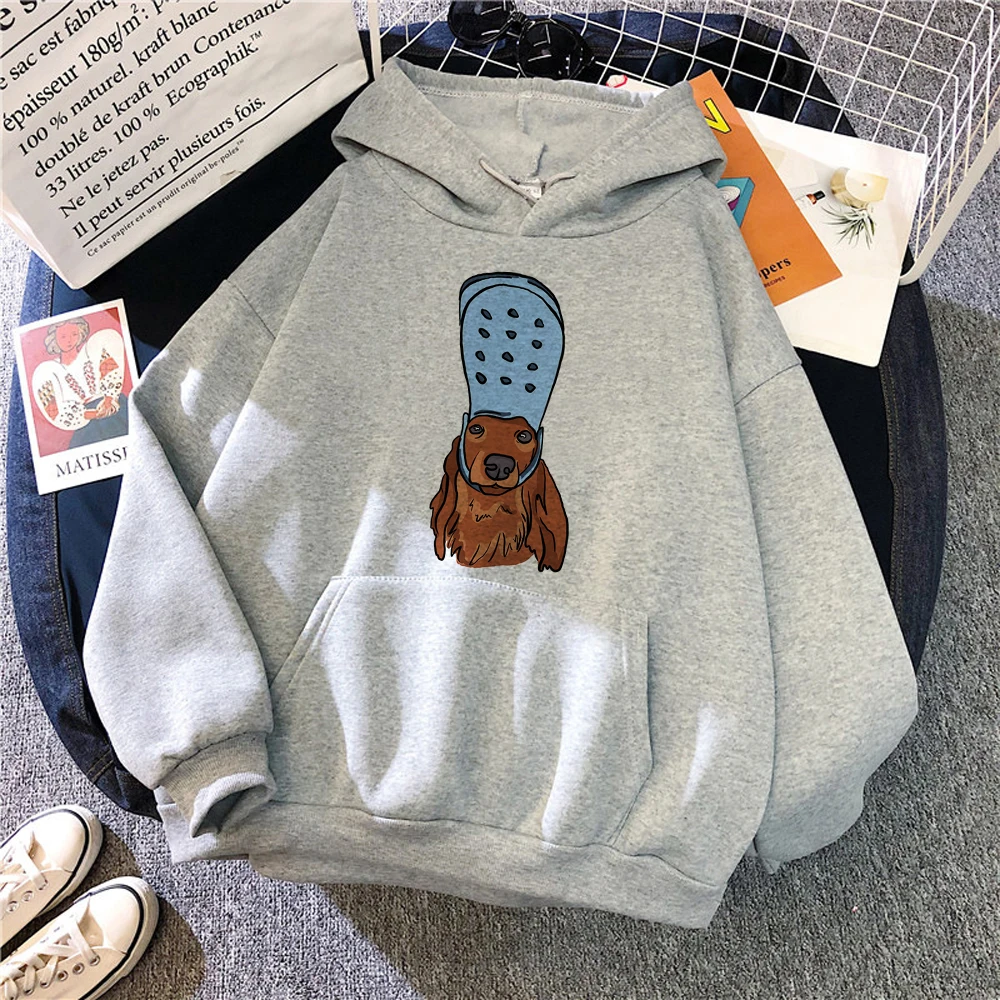 Sosis anjing Dachshund hoodie wanita grafis atasan lengan panjang 2023 pakaian anime sweater wanita musim dingin kemeja bertudung