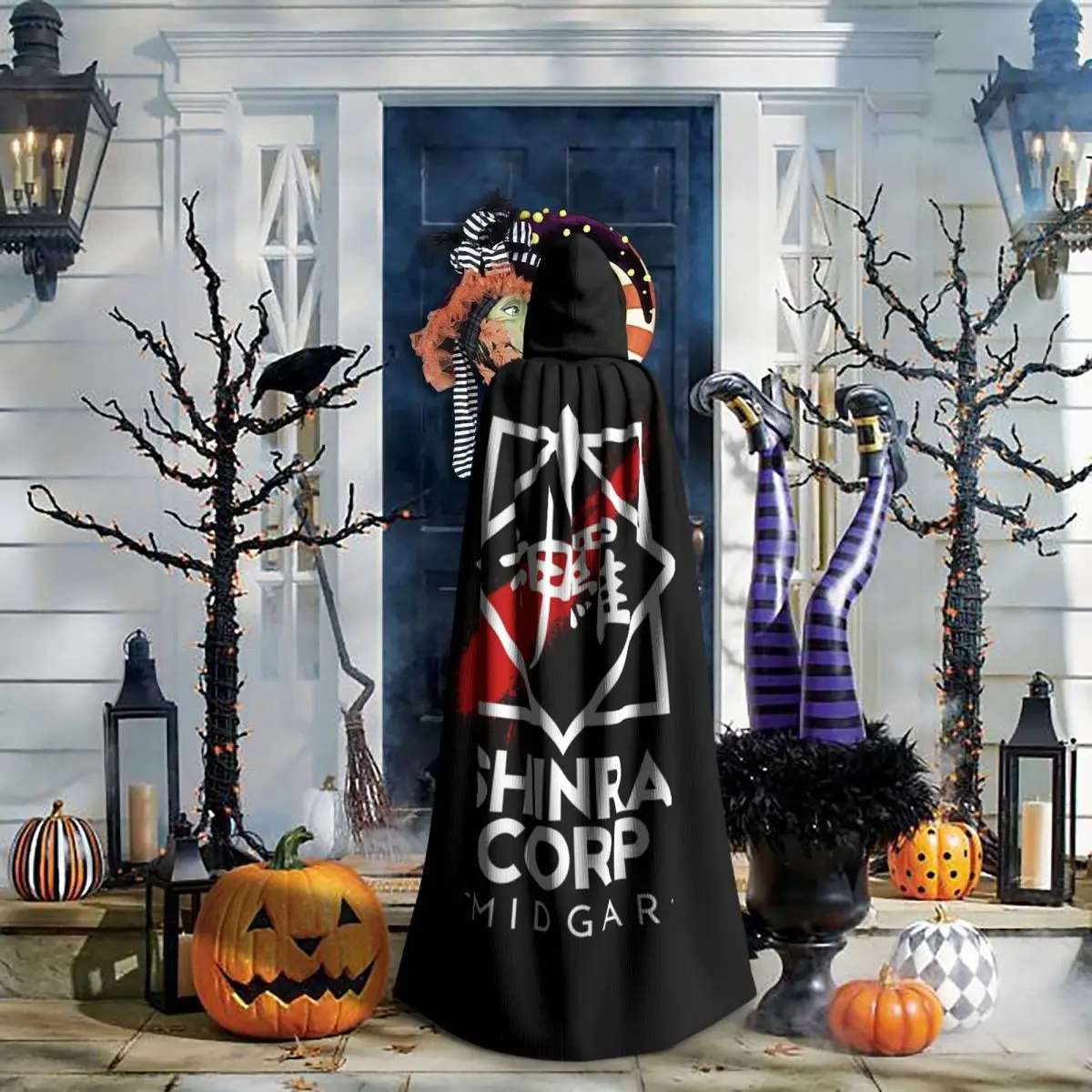 

Плащ-накидка Final Fantasy Shinra Corp Midgar с капюшоном, средневековый костюм ведьмы, косплей, накидка на Хэллоуин, вампир, для взрослых, унисекс