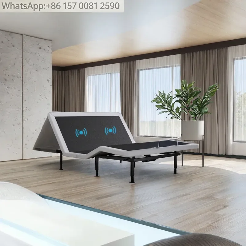 Modern Portable Dual Full Extendable Adjustable Ergonomic Metal Bed Base Frame Wireless Remote Independent Head/Foot