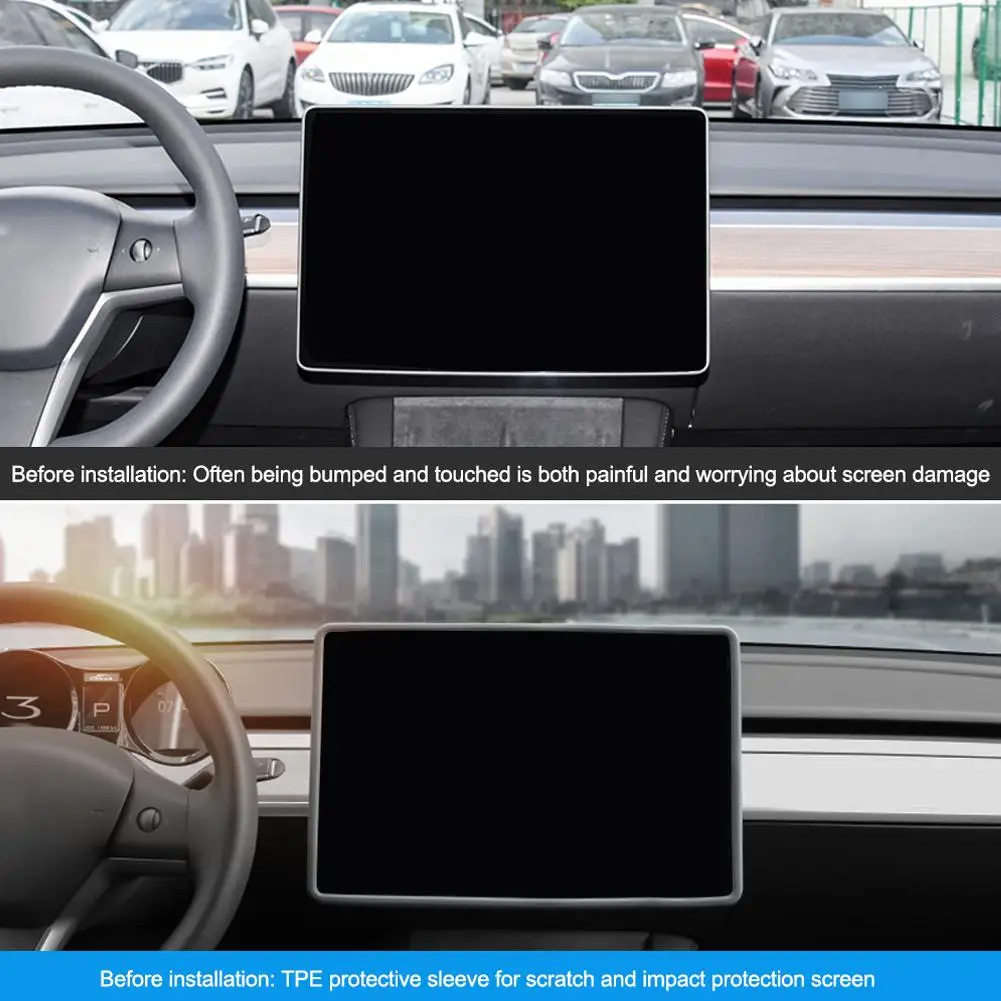  for Tesla Y Silicone Protective Frame Edge Cover Central Control Car Accessories Navigation Screen Protector New