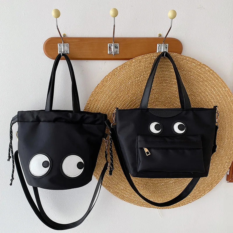 

Large Eye Monster Bucket Women's Handbag Nylon Material Shoulder Tote Bag Fashionable Summer 2025 Daily Use Handbag