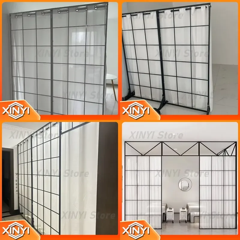 for Wrought Iron Room Divider Screen for Salon Home Office Partition Wall Decor Self-Install Folding Portable Privacy Screen