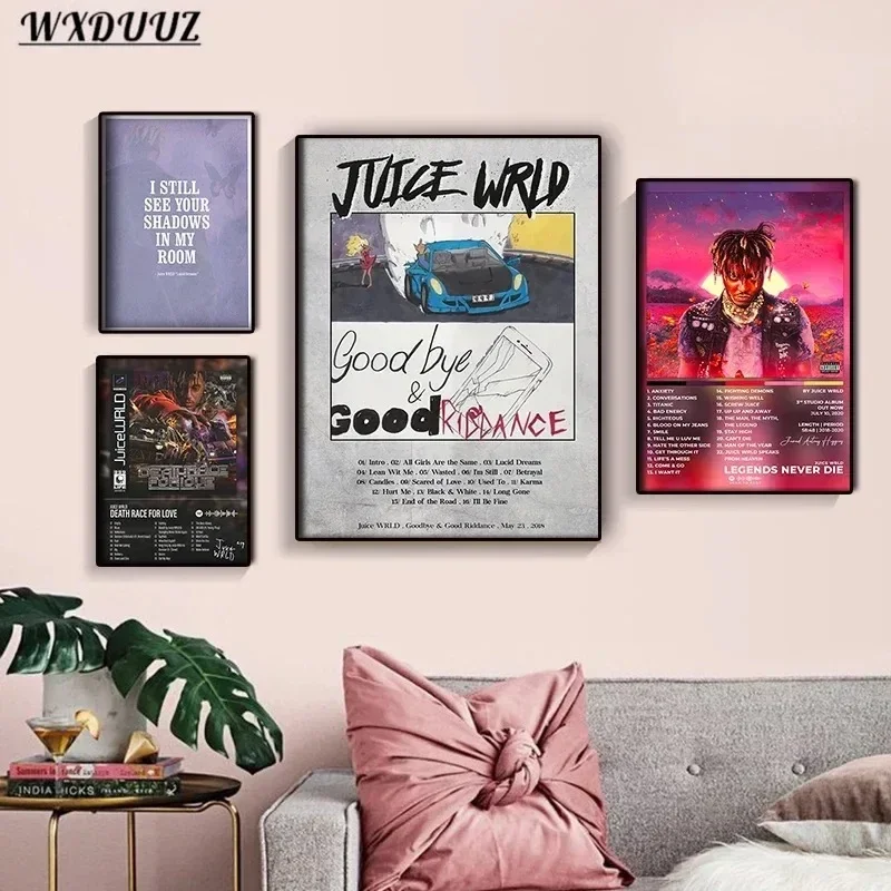 قماش اللوحة الملصقات والمطبوعات جدار الفن الاسكندنافي الحد الأدنى جدار الفن عصير WRLD ألبوم الوداع والرياضة الجيدة #1