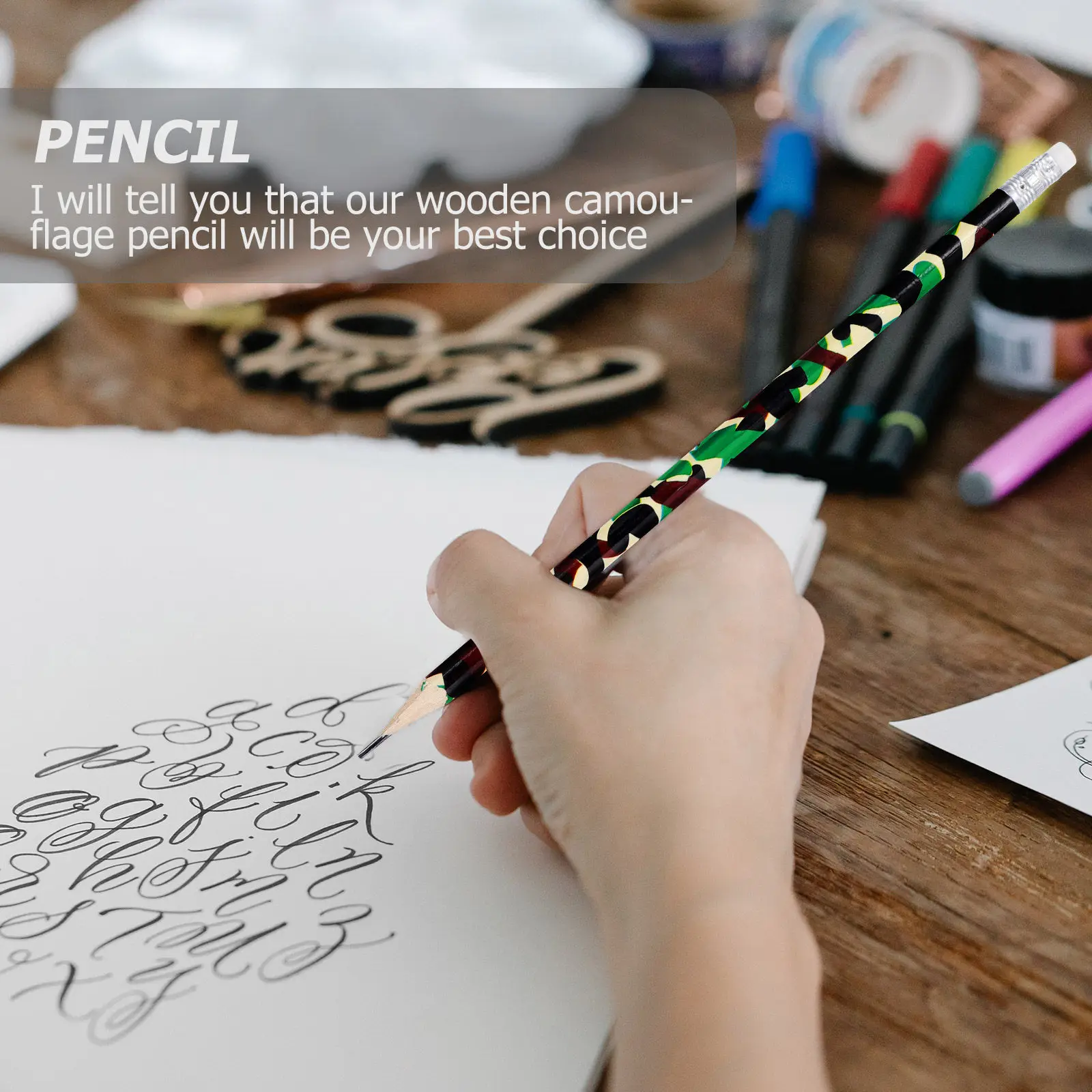 50pcs Camouflage Wooden Pencils for Kids – Drawing, Writing, Art, School, Scrapbooking, Diary Projects