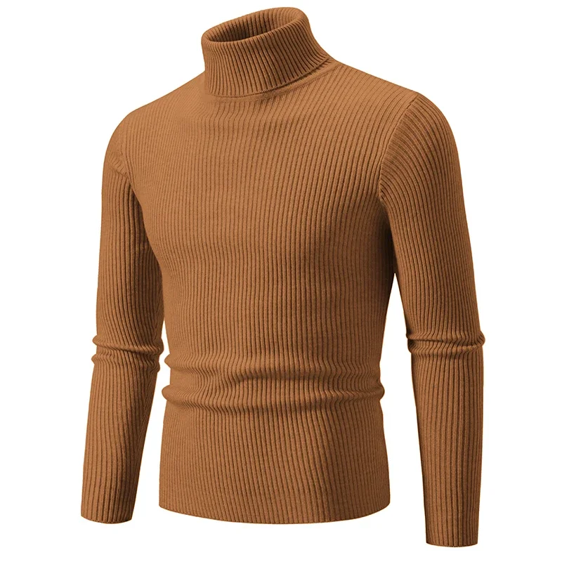 New Trend Men's High Neck Sweater  Pullover Knitted Warm Casual Turtleneck Sweatwear  Men Clothing