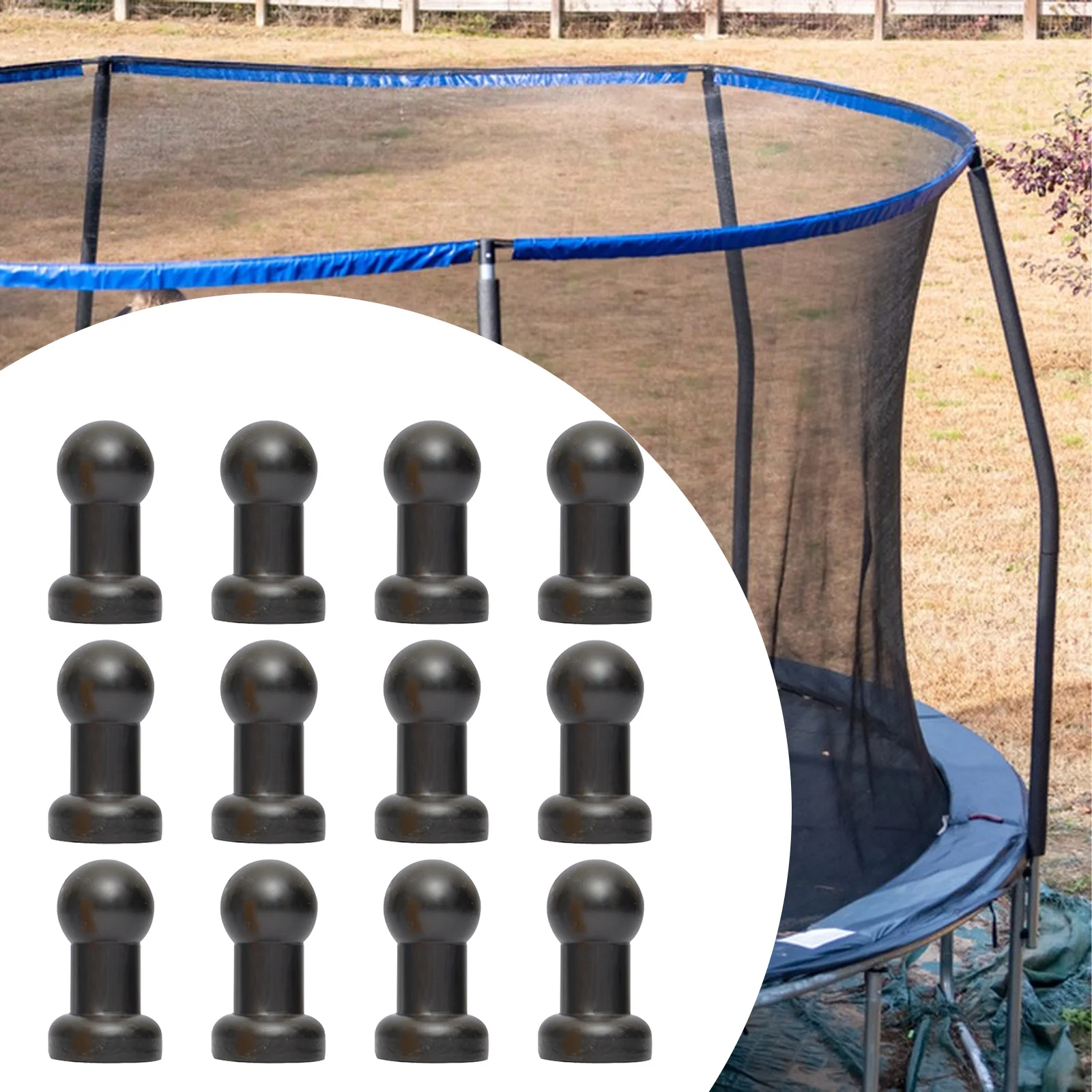 12 Pieces Trampoline Enclosure Pole Caps Protective Trampoline Pole End Caps Trampoline Pole Cap Cover Net Pole Top Holder