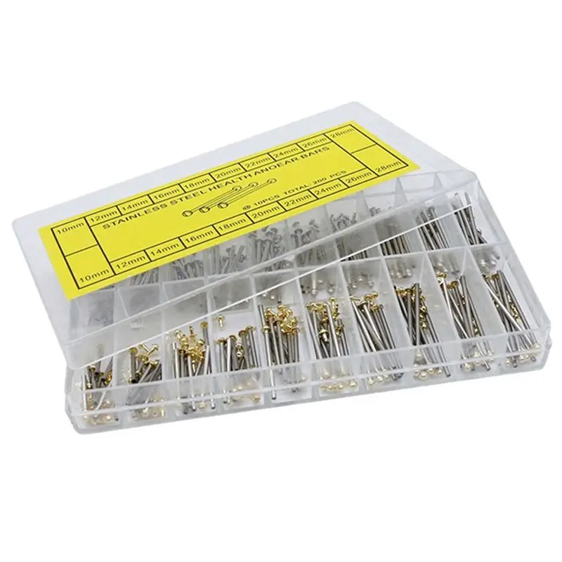 400Pcs 10-28Mm Watch Strap Link Pins Connection Fixed Shaft Stainless Steel Raw Ear Rod Watch Bolt Hand Repair Tool Set