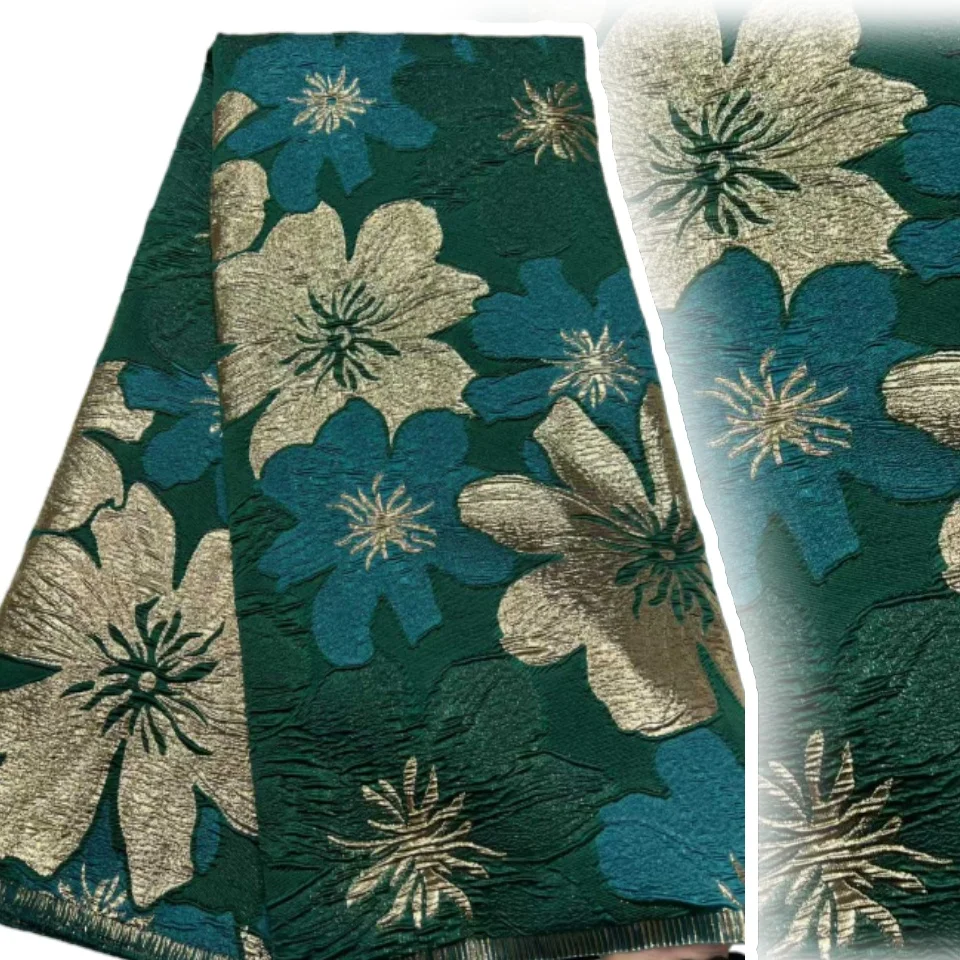 

2025 новейшая французская жаккардовая кружевная ткань, парча, африканская ткань, кружевная позолоченная вышивка, нигерийская кружевная ткань для свадебного платья T1577