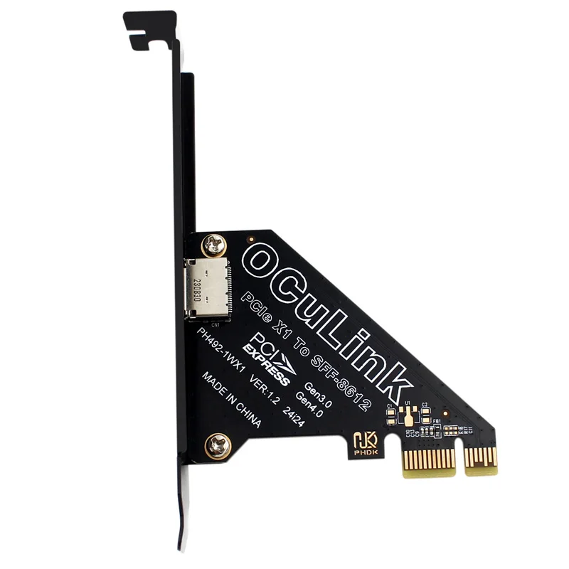 16Gb PCIE 4.0 X1 to Oculink SFF-8612 Expansion Card Riser Converter for SFF-8611&8612 to SFF-8639 U.2 SSD External Graphics Card