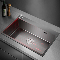 Nano-Coated Kitchen Sink – Durable Stainless Steel, Waterproof, Rust-Resistant, Pre-Drilled Holes for Faucet and Soap