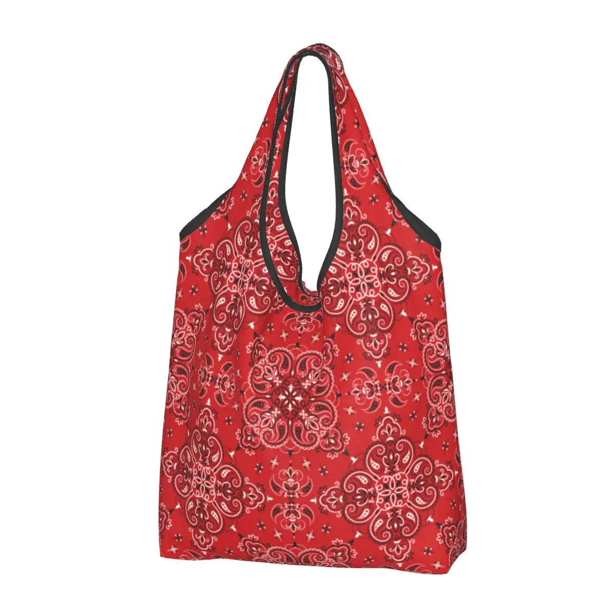 Boho Vintage Bandana Paisley Style Groceries Shopping Bag Funny Shopper Shoulder Tote Bags Big Capacity Portable Handbag