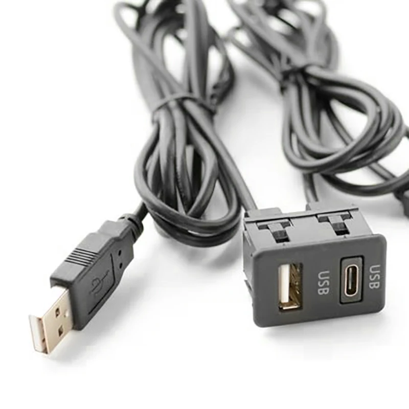 150CM do deski rozdzielczej samochodu wpuszczany Panel 2 USB łódź Auto podwójny przedłużacz USB-TAPYC Adapter do kabla dla Toyota