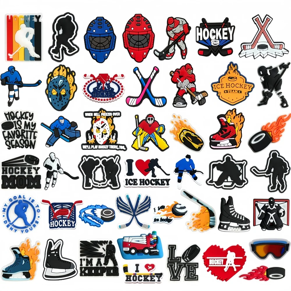 45Pcs Hockey Shoe Charms Hockey Charms for Shoes, Wristbands, Sandals and Bracelets, Gifts for Kids Teens Adults
