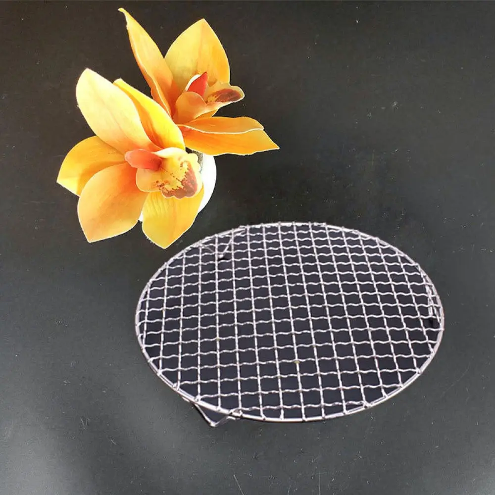 Stainless Steel Round Barbecue Mesh Rack Steady Stand Feet Portable Cooking Grid Tray For Outdoor Camping Picnic Tool
