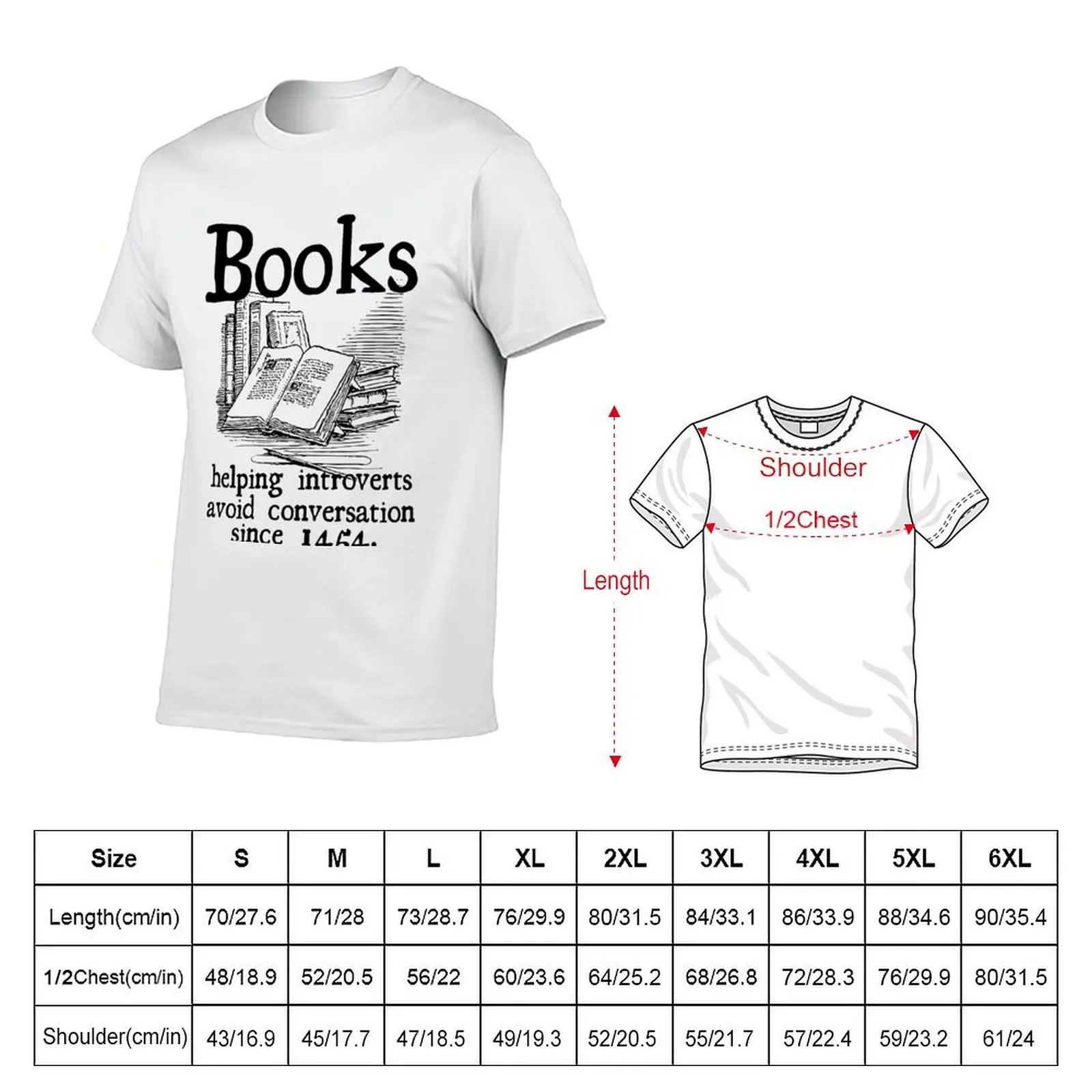 Books Helping Introverts Avoid Conversation Since 1454 T-Shirt tops Aesthetic clothing men clothings