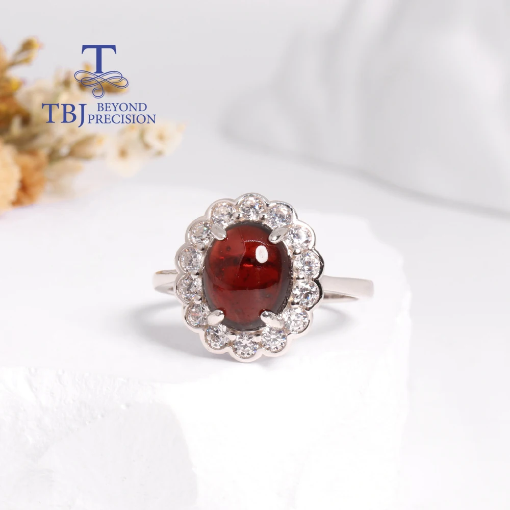 Beautiful and elegant January Birthstone Natural Garnet Ring for Women Silver jewelry for anniversary & Wedding & holiday gifts