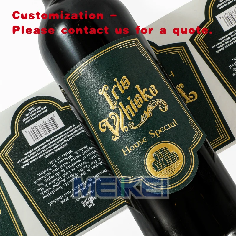 custom.Blue Texture Whisky Label Sticker Your Stickers Custom Printing Resistant Bottle Label Stickers Emboss