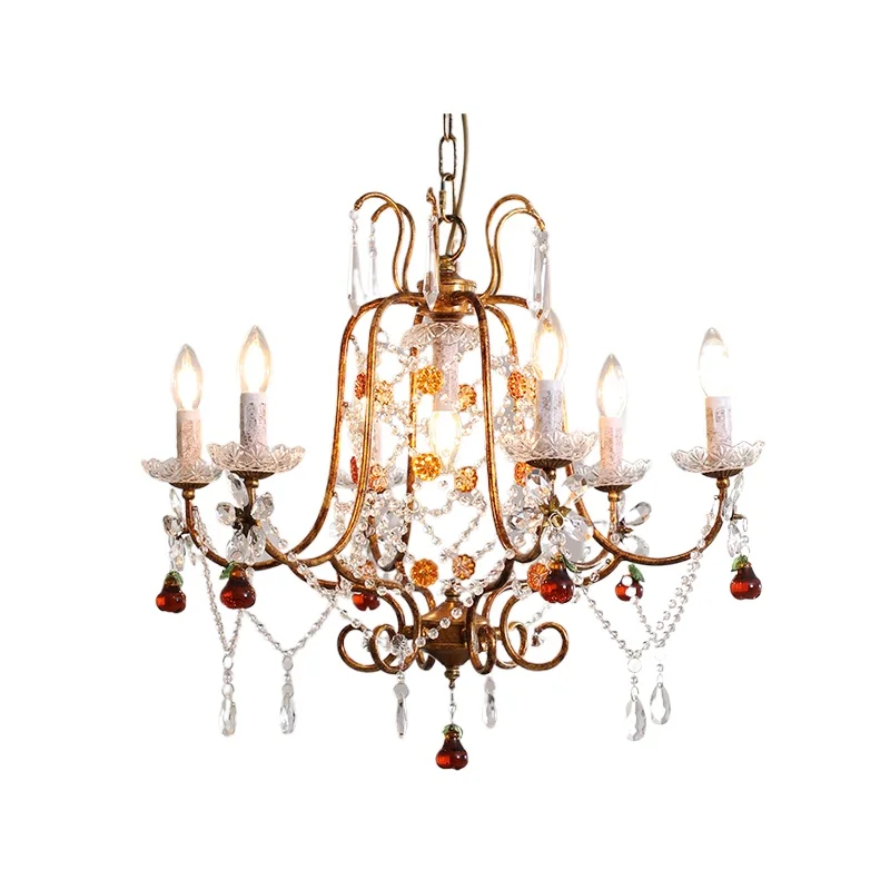 

French retro crystal candle chandelier, romantic medieval bedroom American style