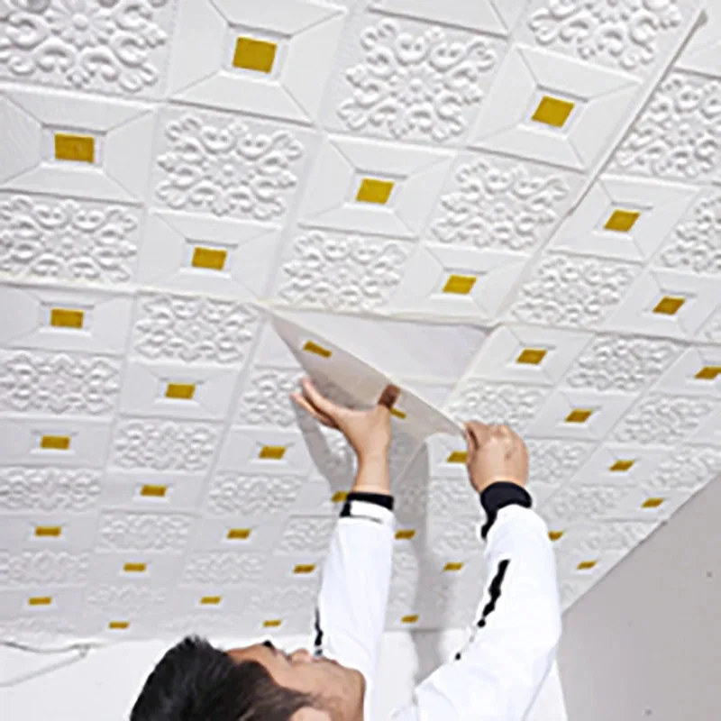 20Pcs 35X35cm foam golden brick wall sticker wallpaper retro design self adhesive waterproof household background decor