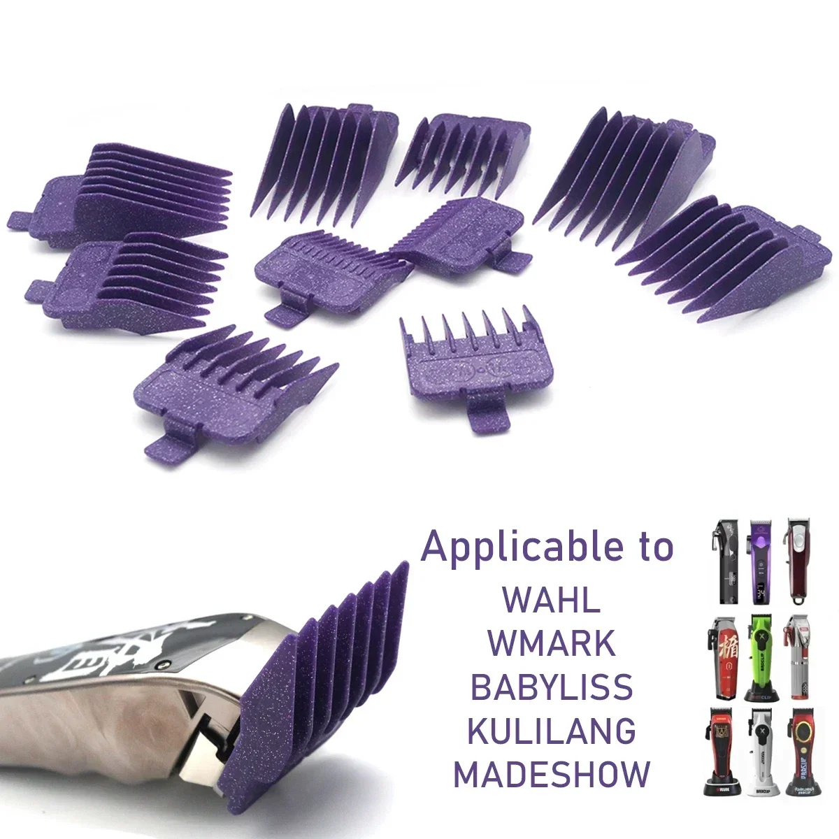 10PC Purple Limit Comb Professional Electric Hair Clipper Comb Suitable for M10, R77F, 2020C, KULILANG, WMARK, BRCILIP Barbers