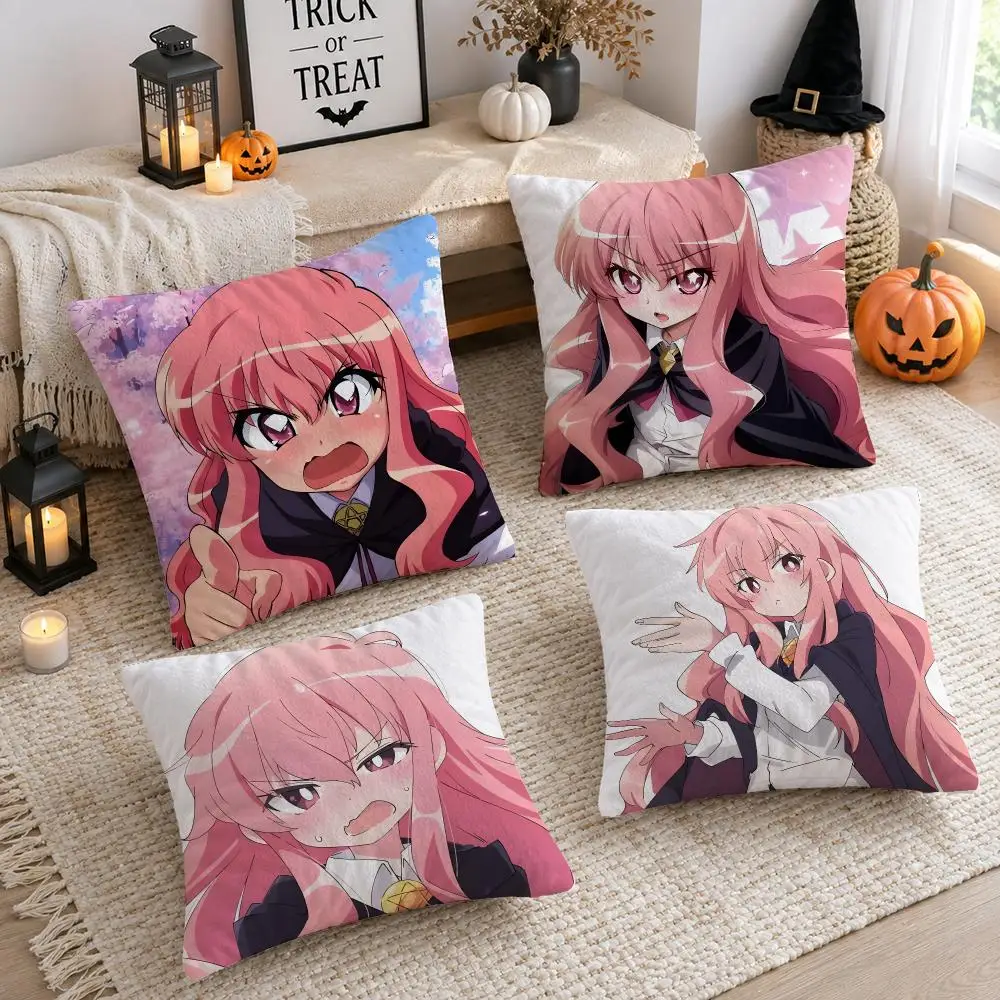 Anime Z-zero No Tsukaima Louise Cushion Cover Plush Decorative Pillow Case With Hidden Zipper Cutecore Room Decor For Home