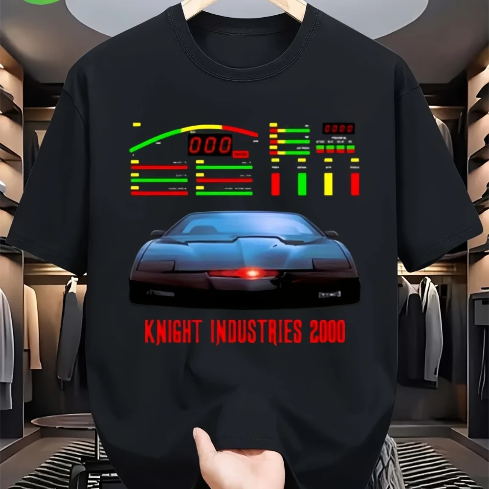 Camiseta de la serie de televisión Black Knight Rider 1800 con el logotipo de KITT, diseño de Michael Knight, camiseta informal con estampado de coche retro de los años 80, cuello redondo