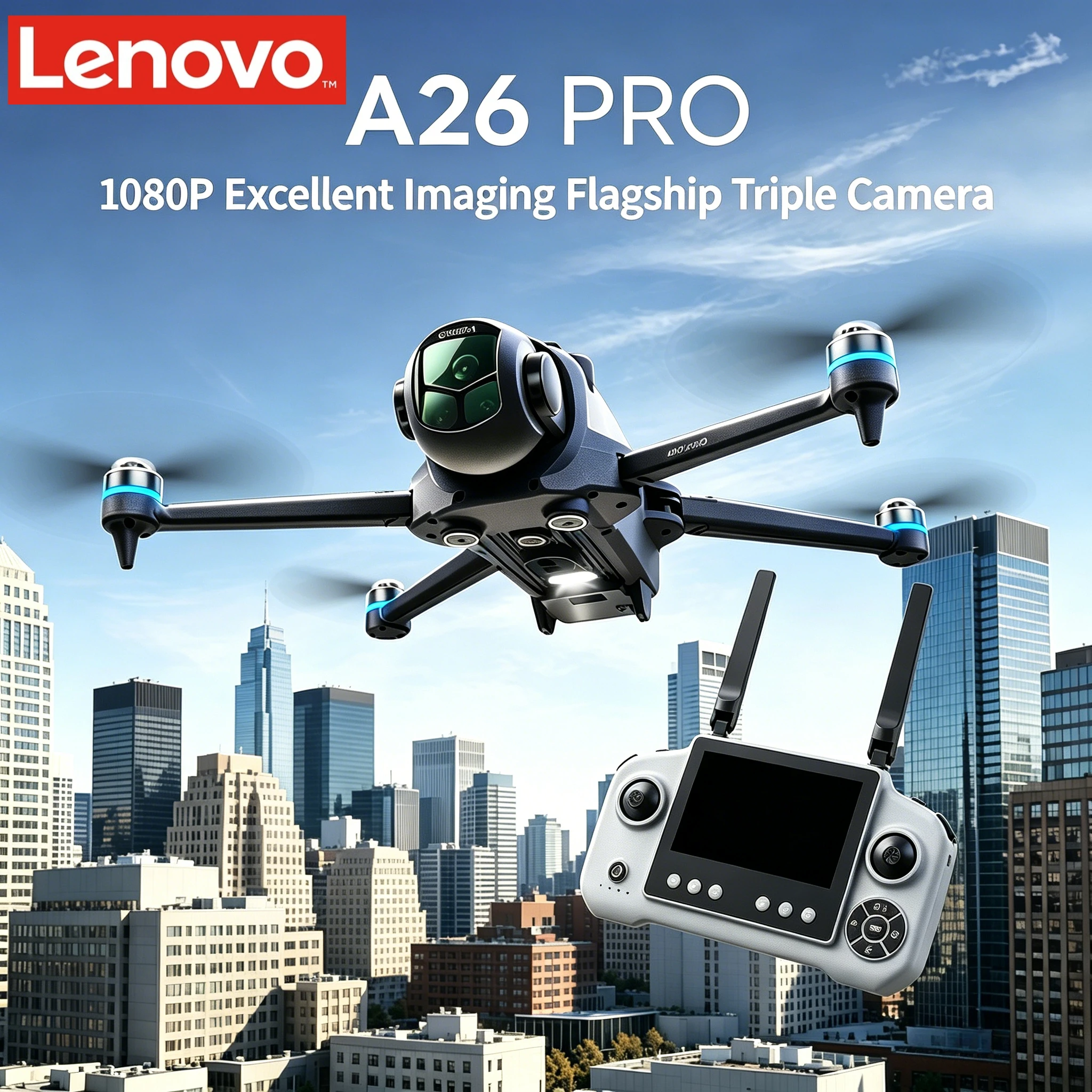 

Дрон Lenovo A26 Pro 4K: Флагманский квадрокоптер с превосходной съемкой, тройной камерой, FPV, бесщеточным двигателем и функцией обхода препятствий, складной