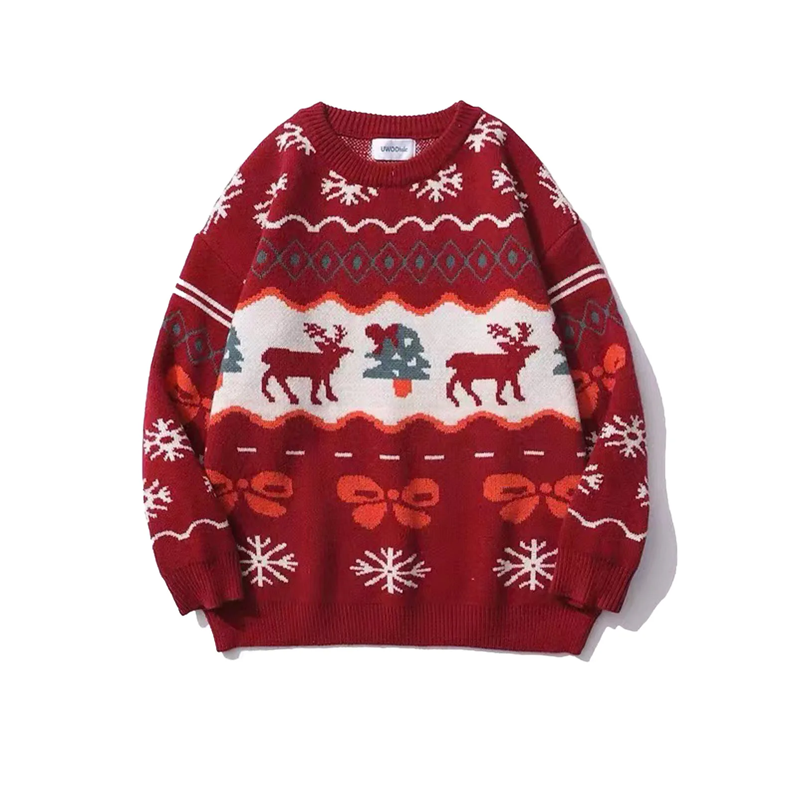 

Snowflake Knitted Ugly Sweater Christmas Women Long Sleeve High Collar Casual Pullovers Tops Warm Knitwear Autumn Winter Jumper