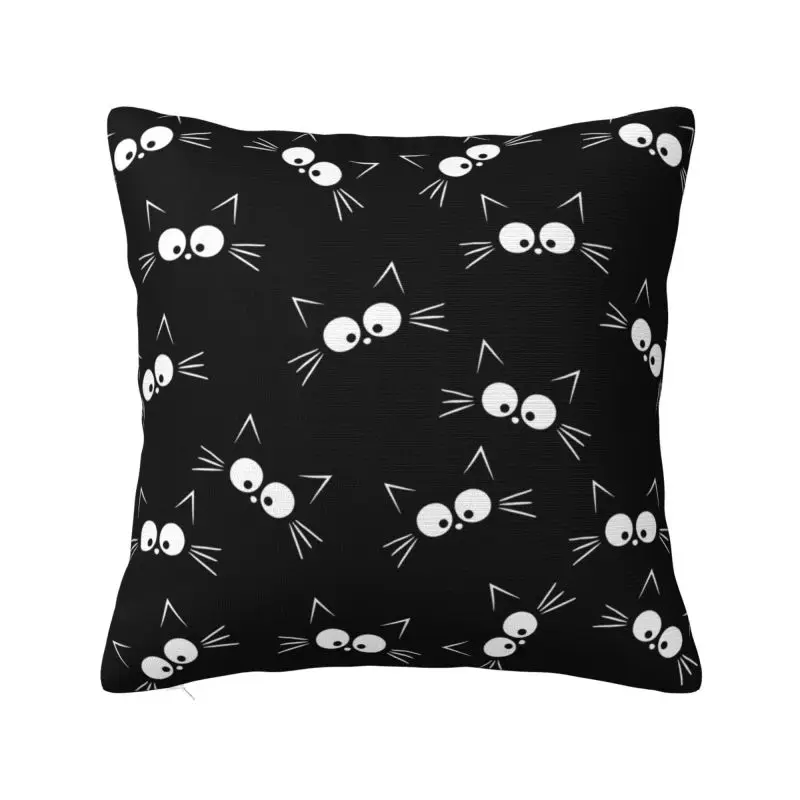 Custom Modern Cute Black Cat Pattern Cushion Cover for Sofa Soft Throw Pillow Case