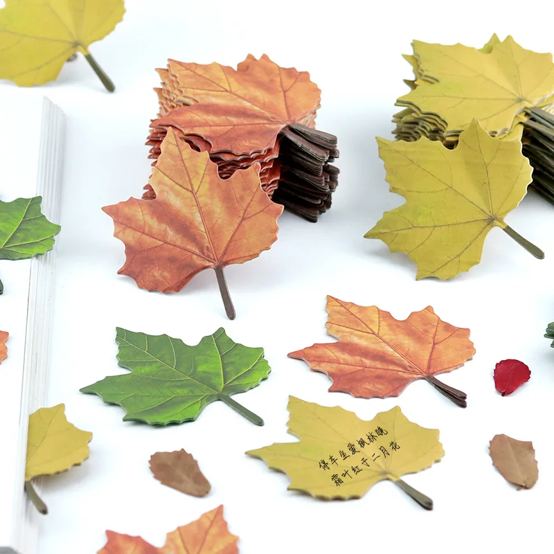 Maple Leaf Notes Book Sticker Message Sticker Wishing Wall Sticker Simulation Leaf Writing Pads Stationery Stickers