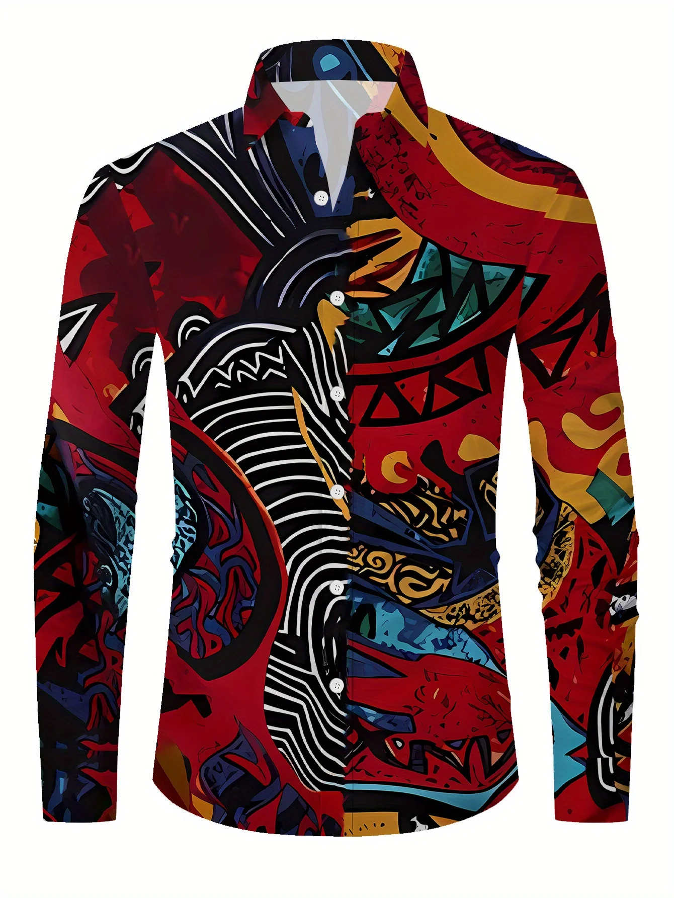 Men's Floral Print Long Sleeve Shirt  Contrast Regular Fit Button-Up, Classic Collar All-Season Versatile Top for Casual