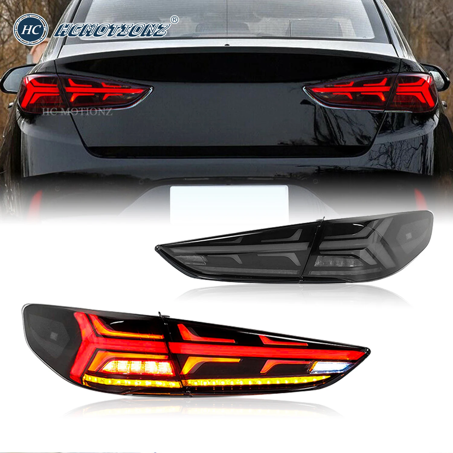 HCMOTIONZ LED Tail Lights Assembly for Hyundai Sonata 2017-2019 DRL Car Rear Lamps Accessories Back Lights U.S. Shipment