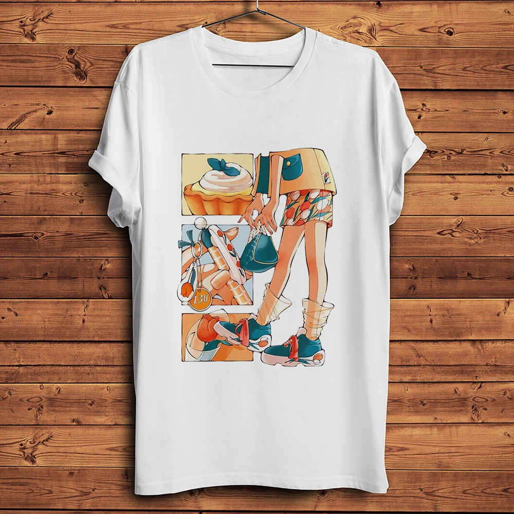 Storyboard Anime Girl con camiseta de tulipa Osmanthus Flower, camiseta unisex informal de manga corta, sin pegamento, sin grietas, estampado transpirable