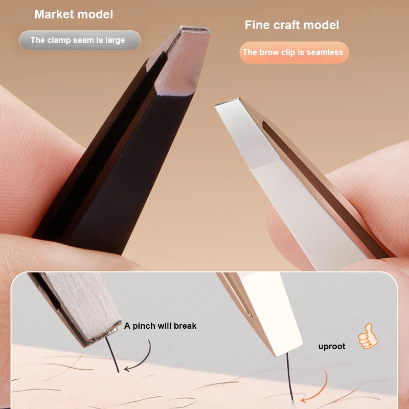 Professional Stainless Steel Eyebrow Tweezer with Bag. Hair Beauty Fine Hairs Puller Slanted Eye Brow Clips Removal Makeup Tools
